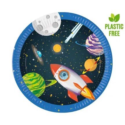 Talerzyki papierowe Rocket Space 23 cm, 8 szt. (plastic-free)