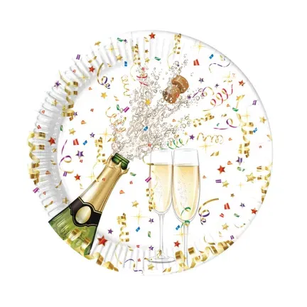 Talerzyki papierowe Szampańska Impreza, 23cm, 8 szt. (plastic-free) Talerzyki papierowe Szampańska Impreza, 23cm, 8 szt. (plastic-free)