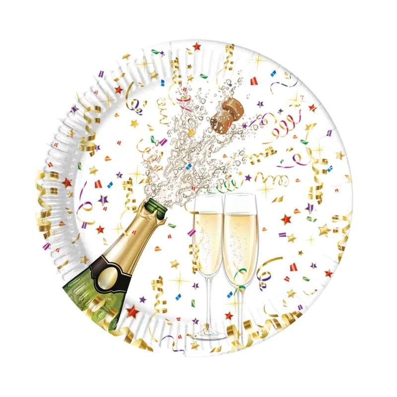 Talerzyki papierowe Szampańska Impreza, 23cm, 8 szt. (plastic-free) Talerzyki papierowe Szampańska Impreza, 23cm, 8 szt. (plastic-free)