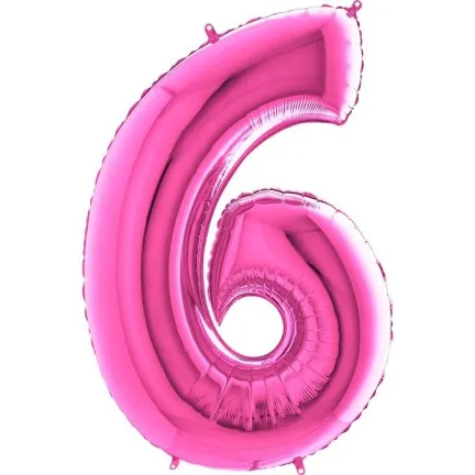 Balon Foliowy Różowa Fuksja "6" 1m