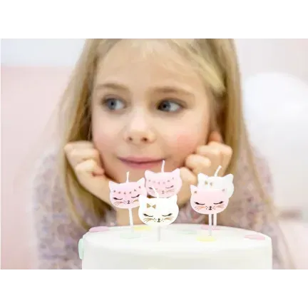 Świeczki urodzinowe Kotek, mix, 2cm/ 6szt.