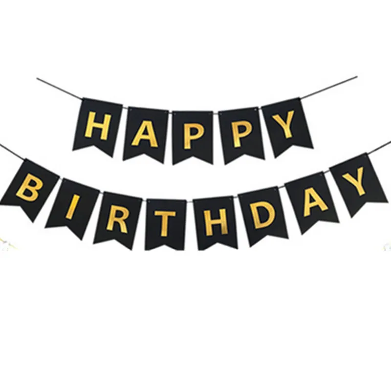 Baner Girlanda Urodzinowa Happy Birthday czarno-złota 3m