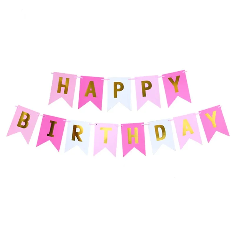 Baner Girlanda Urodzinowa Happy Birthday różowa 3m