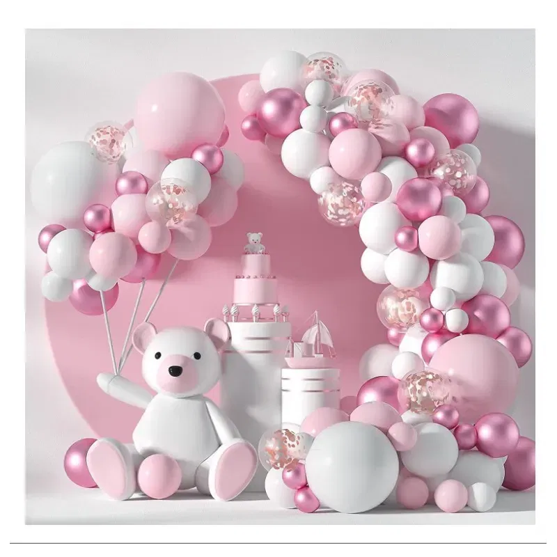 GIRLANDA BALONOWA różowa 107 elementów