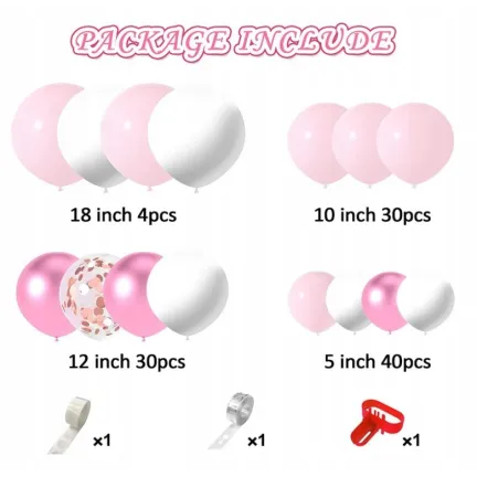 GIRLANDA BALONOWA różowa 107 elementów