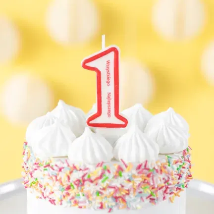 Świeczka cyfra 1 z napisem Wszystkiego najlepszego  Świeczka cyfra 1 z napisem Wszystkiego najlepszego