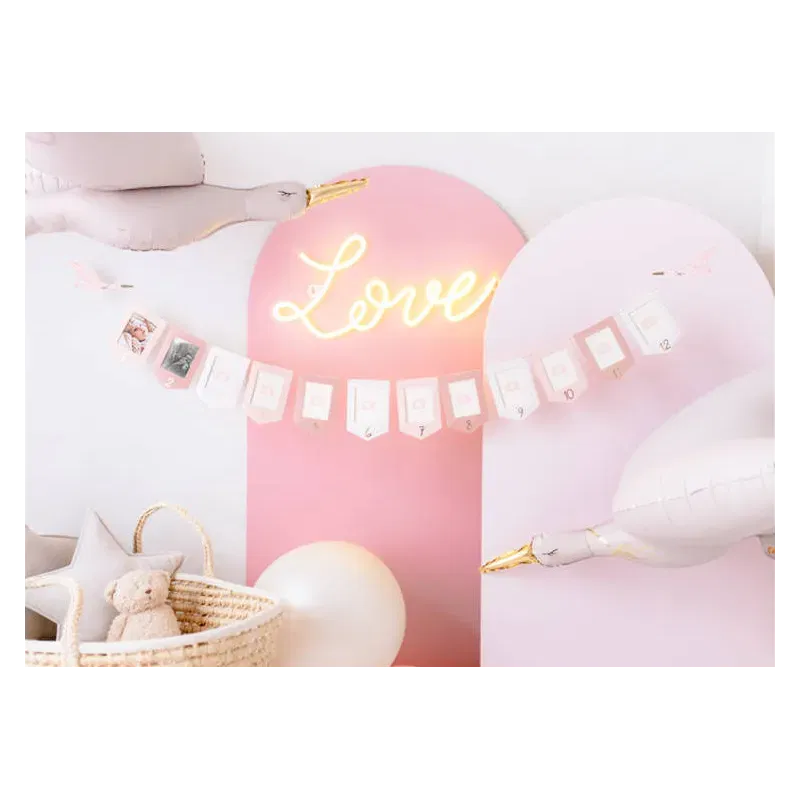 Balon foliowy Bocian, 103x60cm, jasny róż Balon foliowy Bocian, 103x60cm, jasny róż