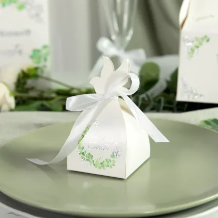 Pudełka na prezent Komunia Święta, Eukaliptus srebrny 6szt. 