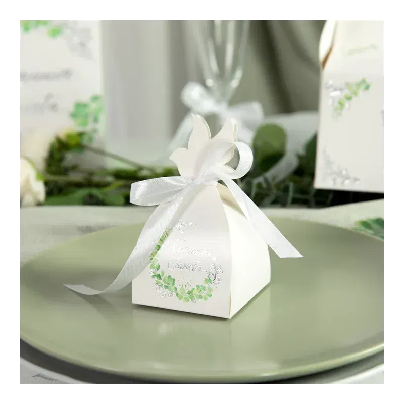 Pudełka na prezent Komunia Święta, Eukaliptus srebrny 6szt. 