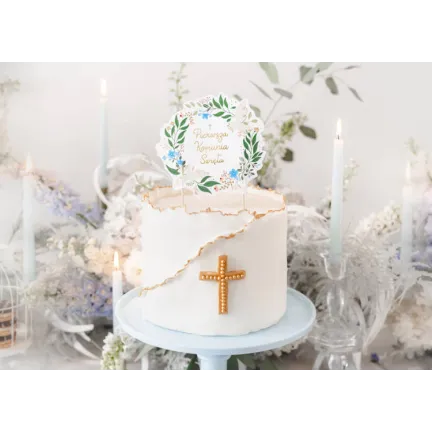 Topper na tort Pierwsza Komunia Święta 16.7x20cm