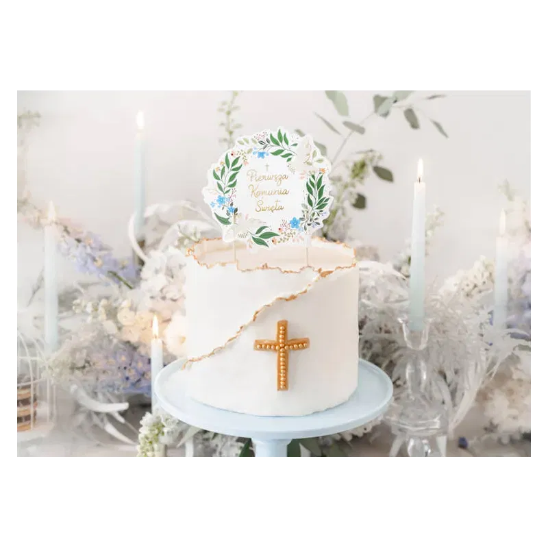 Topper na tort Pierwsza Komunia Święta 16.7x20cm