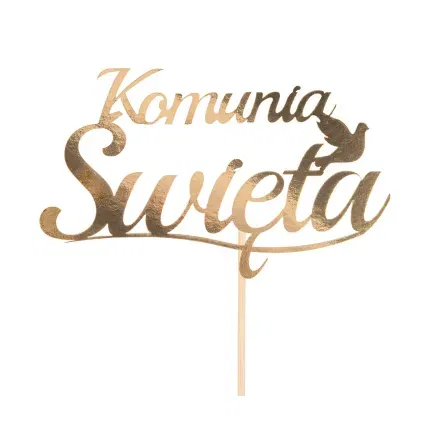 Topper Mirror Gold Komunia Święta Gołąbek 