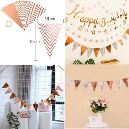 Girlanda dekoracja baner flagietki Rose Gold