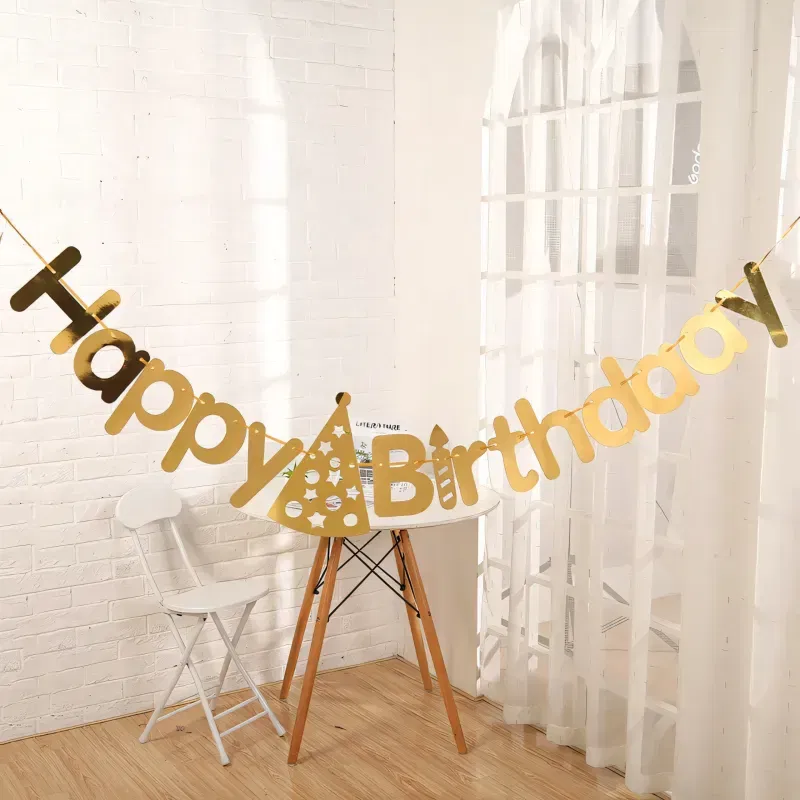 Grilanda Baner Happy Birthday złoty Grilanda Baner Happy Birthday złoty