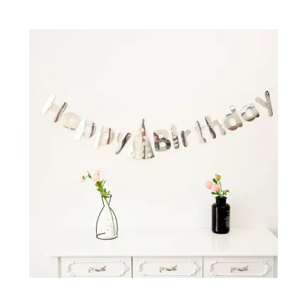 Grilanda Baner Happy Birthday srebrny