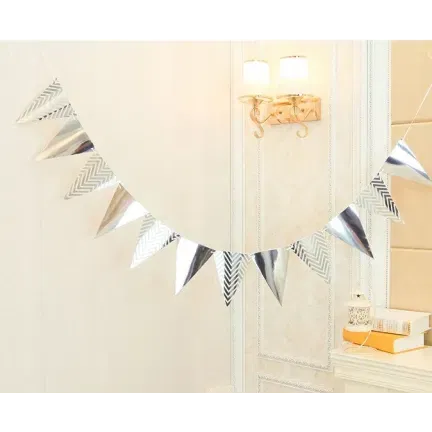 Girlanda dekoracja baner flagietki srebrne Girlanda dekoracja baner flagietki srebrne