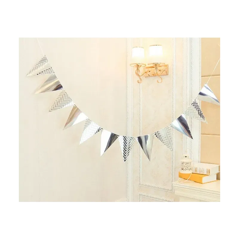 Girlanda dekoracja baner flagietki srebrne Girlanda dekoracja baner flagietki srebrne