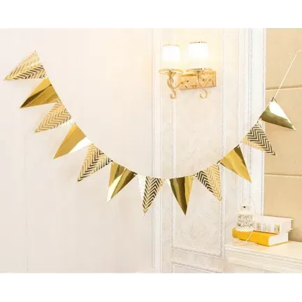 Girlanda dekoracja baner flagietki złote Girlanda dekoracja baner flagietki złote