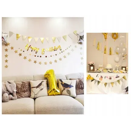 Girlanda dekoracja baner flagietki złote Girlanda dekoracja baner flagietki złote