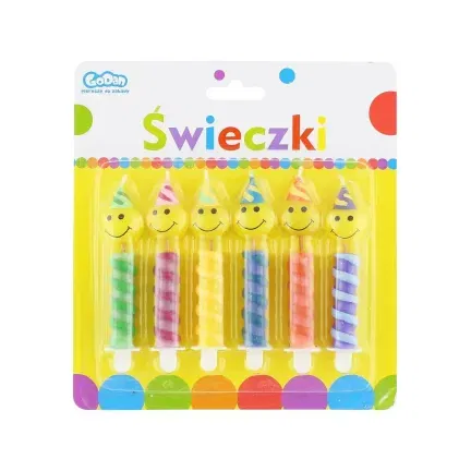 Świeczki Uśmiechy w czapeczkach, 6szt.