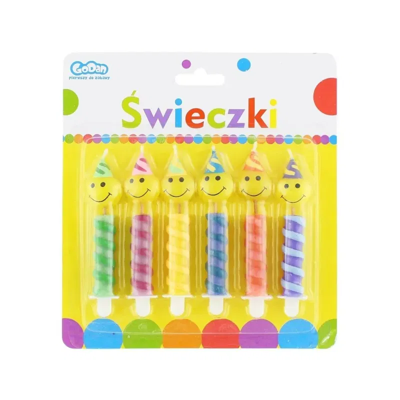 Świeczki Uśmiechy w czapeczkach, 6szt.