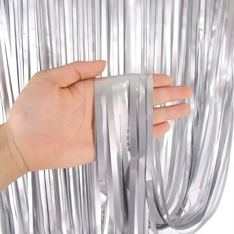 KURTYNA DEKORACYJNA srebrna matowa 100x200 cm