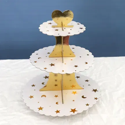 Patera papierowa na ciasto złote gwiazdki