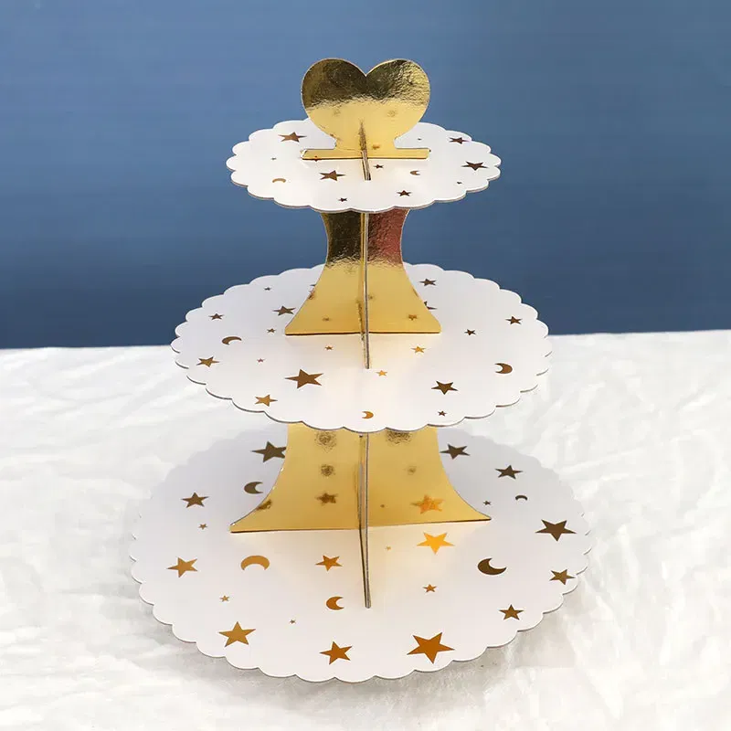 Patera papierowa na ciasto złote gwiazdki