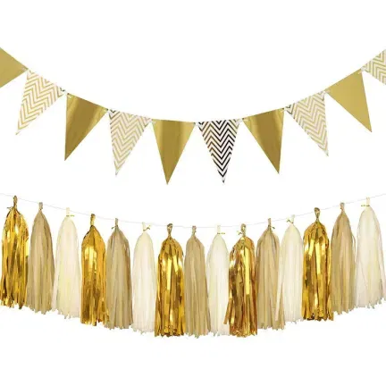 Zestaw złotych dekoracji urodzinowych Happy Birthday Zestaw złotych dekoracji urodzinowych Happy Birthday