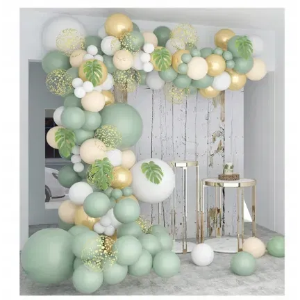 GIRLANDA BALONOWA oliwkowa zieleń Dżungla Liście Monstery 138 elementów GIRLANDA BALONOWA oliwkowa zieleń Dżungla Liście Monstery 138 elementów