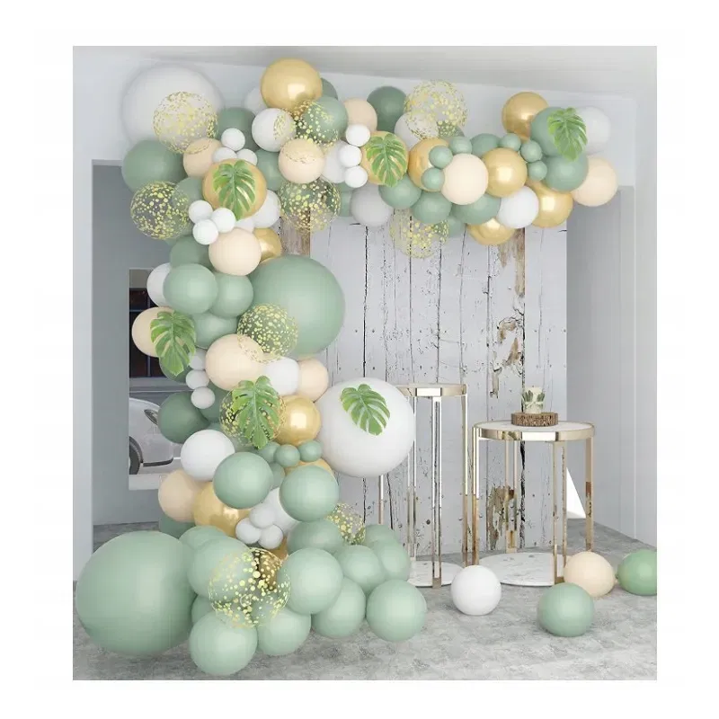 GIRLANDA BALONOWA oliwkowa zieleń Dżungla Liście Monstery 138 elementów GIRLANDA BALONOWA oliwkowa zieleń Dżungla Liście Monstery 138 elementów