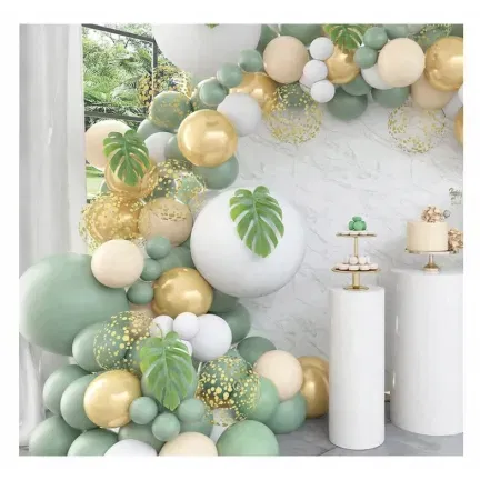 GIRLANDA BALONOWA oliwkowa zieleń Dżungla Liście Monstery 138 elementów GIRLANDA BALONOWA oliwkowa zieleń Dżungla Liście Monstery 138 elementów