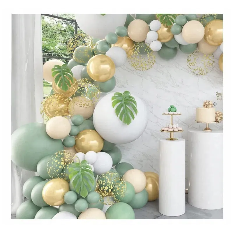 GIRLANDA BALONOWA oliwkowa zieleń Dżungla Liście Monstery 138 elementów GIRLANDA BALONOWA oliwkowa zieleń Dżungla Liście Monstery 138 elementów