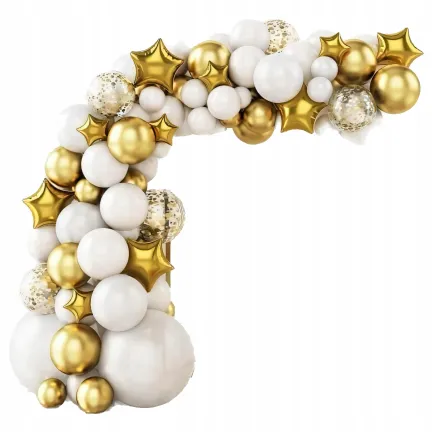 GIRLANDA BALONOWA biało złota 98 elementów GIRLANDA BALONOWA biało złota 98 elementów