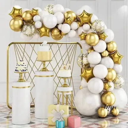 GIRLANDA BALONOWA biało złota 98 elementów GIRLANDA BALONOWA biało złota 98 elementów