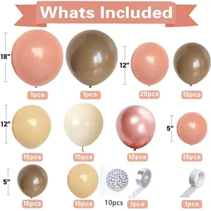 GIRLANDA BALONOWA matowa różowo kawowa boho 134 elementy