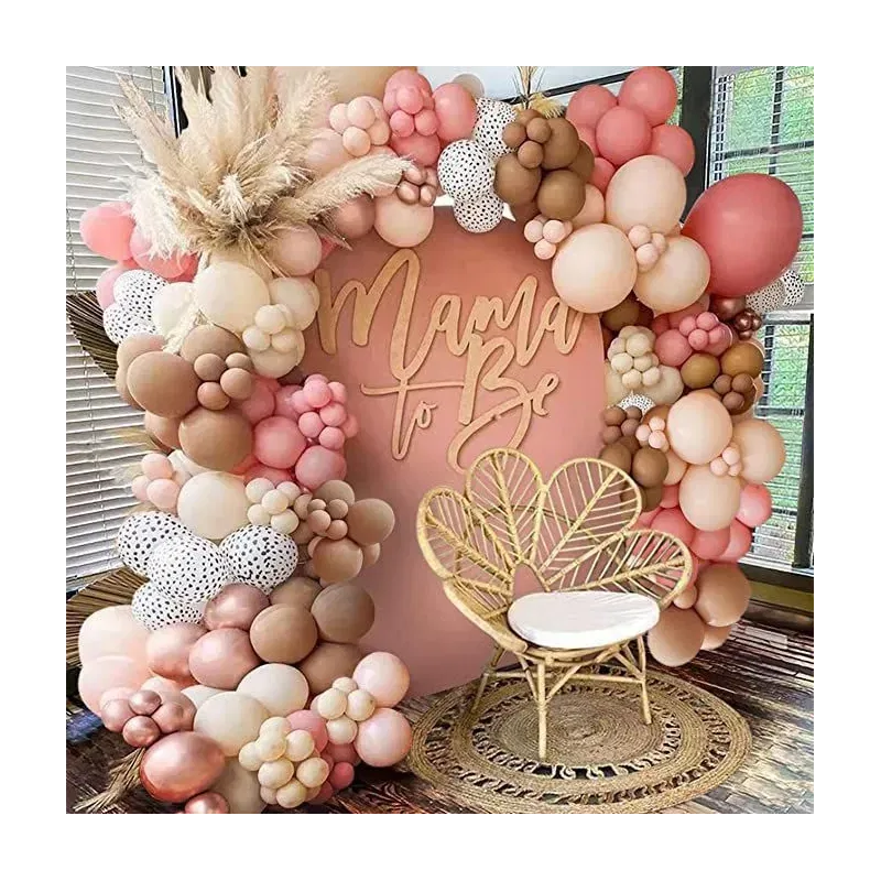 GIRLANDA BALONOWA matowa różowo kawowa boho 134 elementy