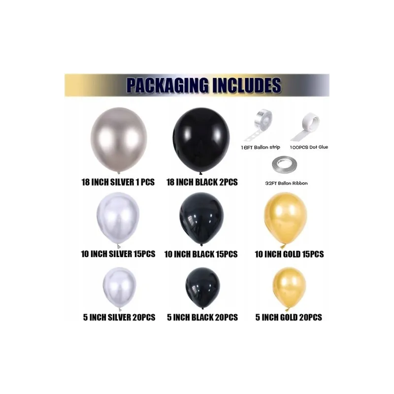 GIRLANDA BALONOWA czarno biała 134 elementy GIRLANDA BALONOWA czarno biała 134 elementy