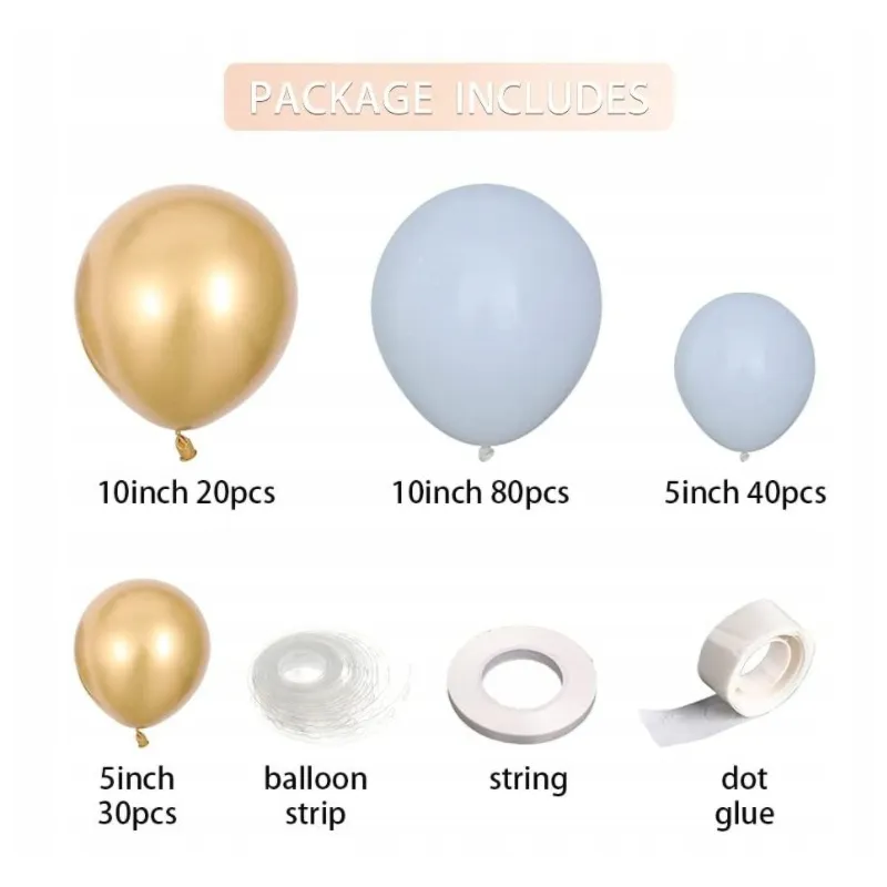 GIRLANDA BALONOWA biało złota 173 elementy GIRLANDA BALONOWA biało złota 173 elementy