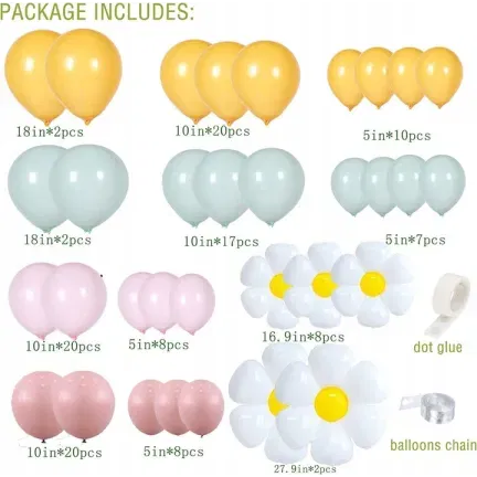 GIRLANDA BALONOWA pastelowe kwiaty 126 elementów GIRLANDA BALONOWA pastelowe kwiaty 126 elementów