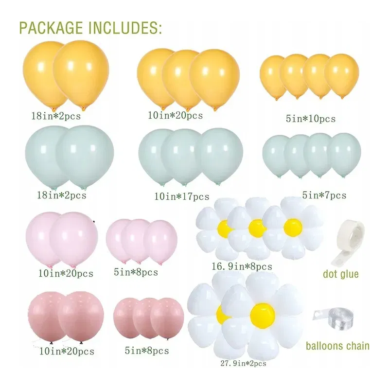 GIRLANDA BALONOWA pastelowe kwiaty 126 elementów GIRLANDA BALONOWA pastelowe kwiaty 126 elementów