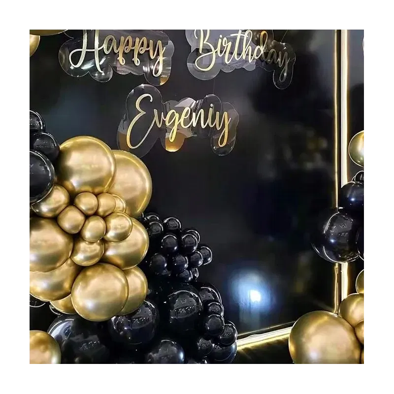GIRLANDA BALONOWA złoto czarna 144 elementy