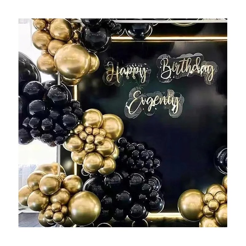 GIRLANDA BALONOWA złoto czarna 144 elementy