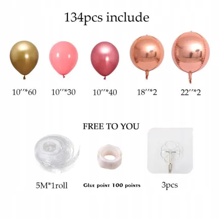 GIRLANDA BALONOWA złota Rose Gold 134 elementy