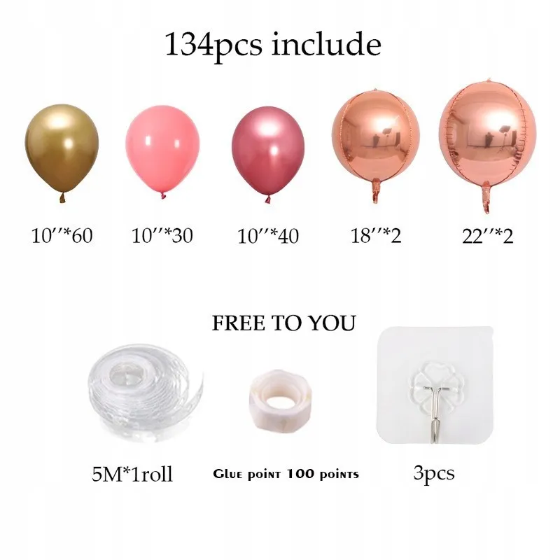 GIRLANDA BALONOWA złota Rose Gold 134 elementy GIRLANDA BALONOWA złota Rose Gold 134 elementy