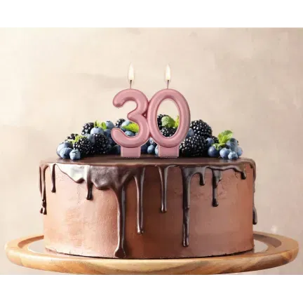 Świeczka liczba 30 urodziny, metalik różowo-złota, 8 cm Świeczka liczba 30 urodziny, metalik różowo-złota, 8 cm