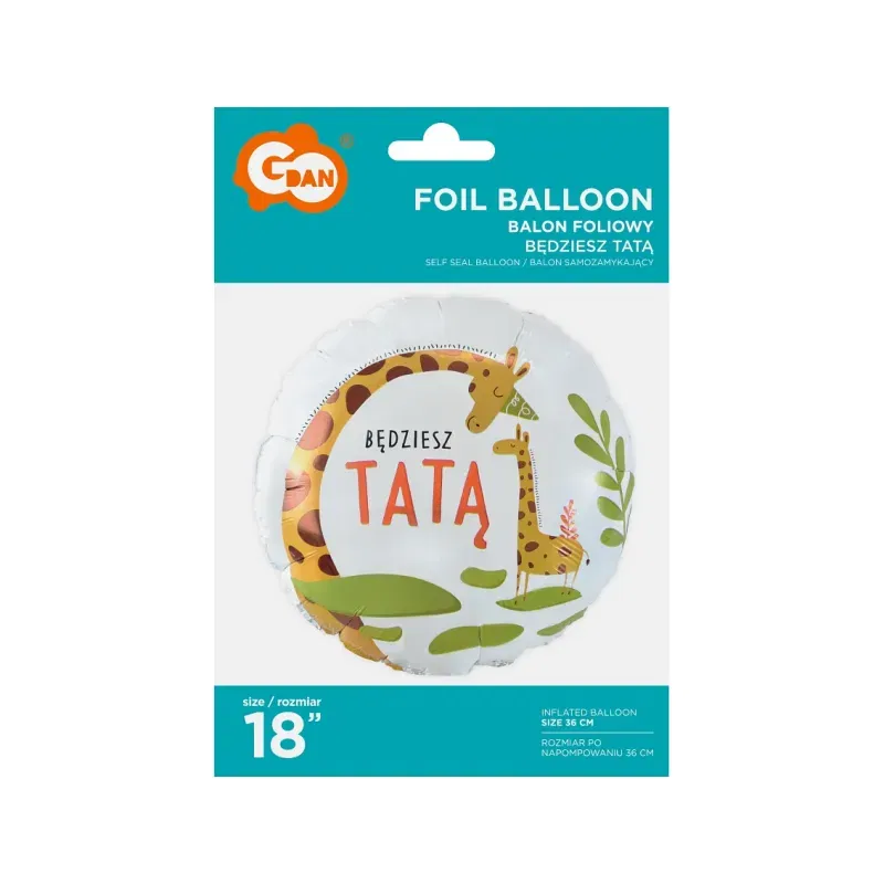 Balon foliowy Będziesz Tatą, 46cm Balon foliowy Będziesz Tatą, 46cm