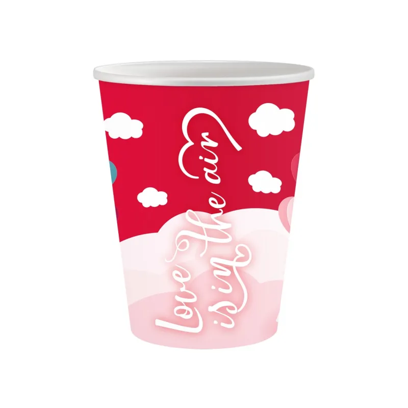 Kubeczki papierowe Love Is In The Air (czerwone), 250ml, 6szt. Kubeczki papierowe Love Is In The Air (czerwone), 250ml, 6szt.