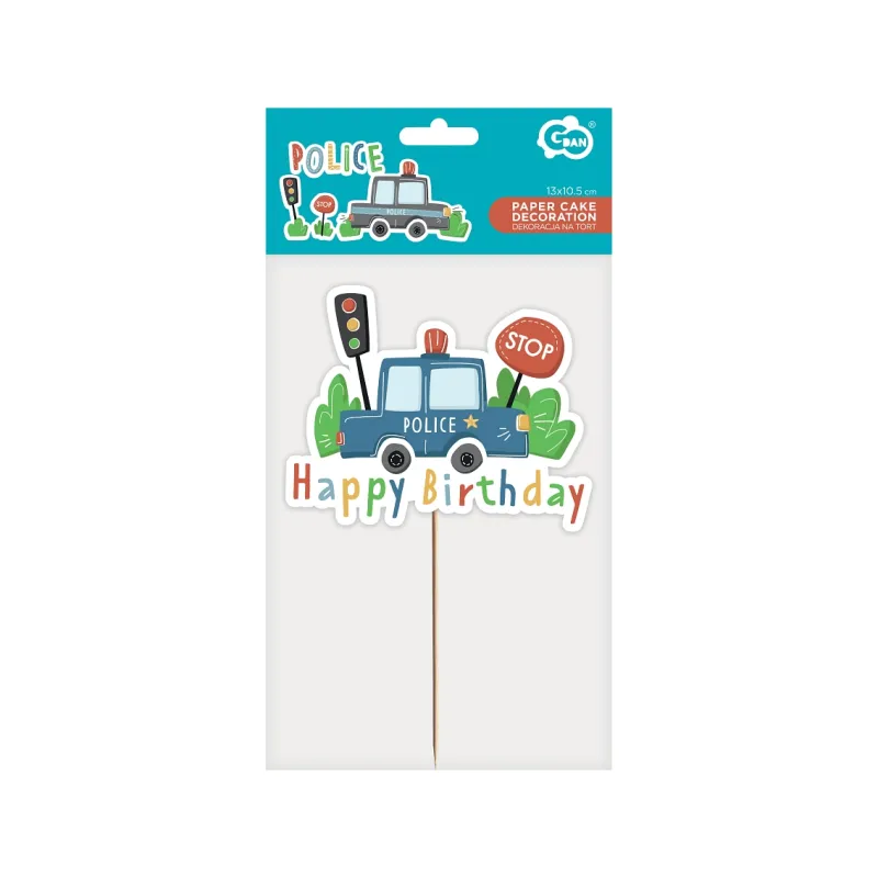 Dekoracja papierowa na tort Policja Dekoracja papierowa na tort Policja