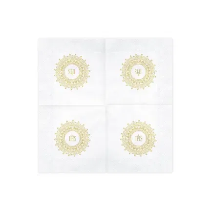 Serwetki Komunijne IHS, 33x33cm, złoty Serwetki Komunijne IHS, 33x33cm, złoty